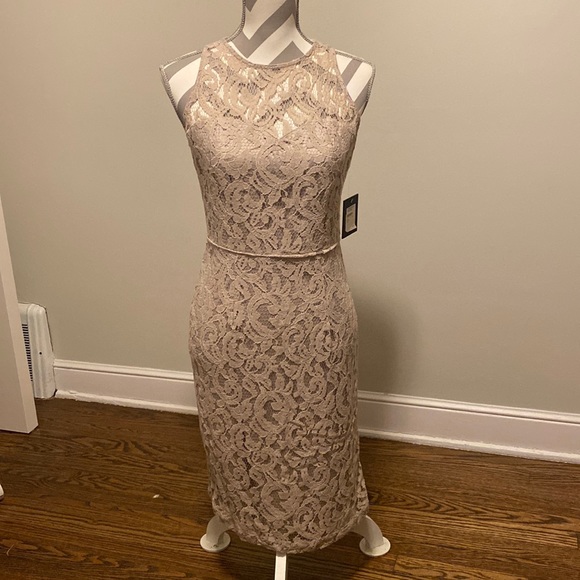 MARINA Dresses & Skirts - Marina Taupe Lace Dress